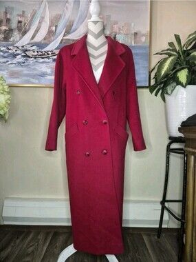 Vintage Collectibles by Ashley Scott Long Red 100% Wool Coat